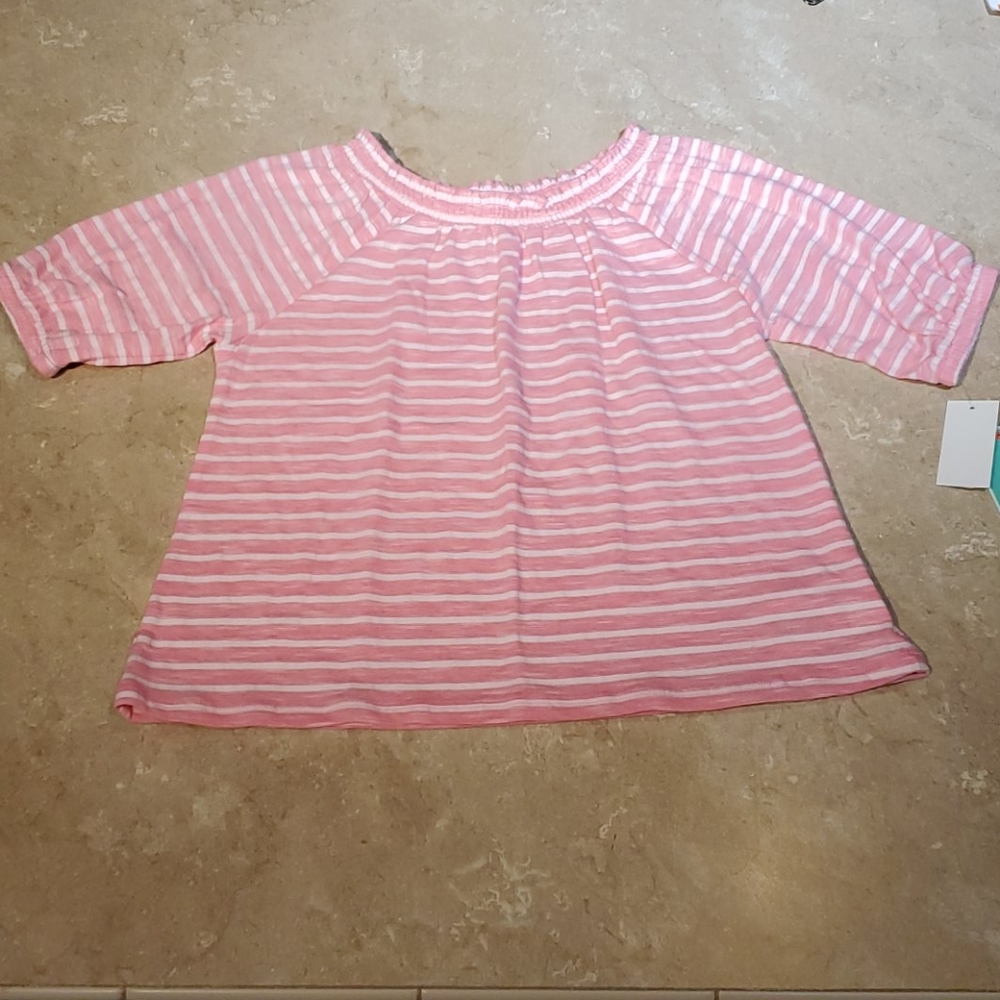 Copper Key Pink Stripe Girls Top M